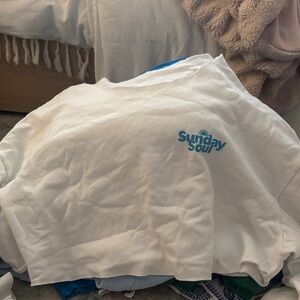 H&M White Top with Blue Print